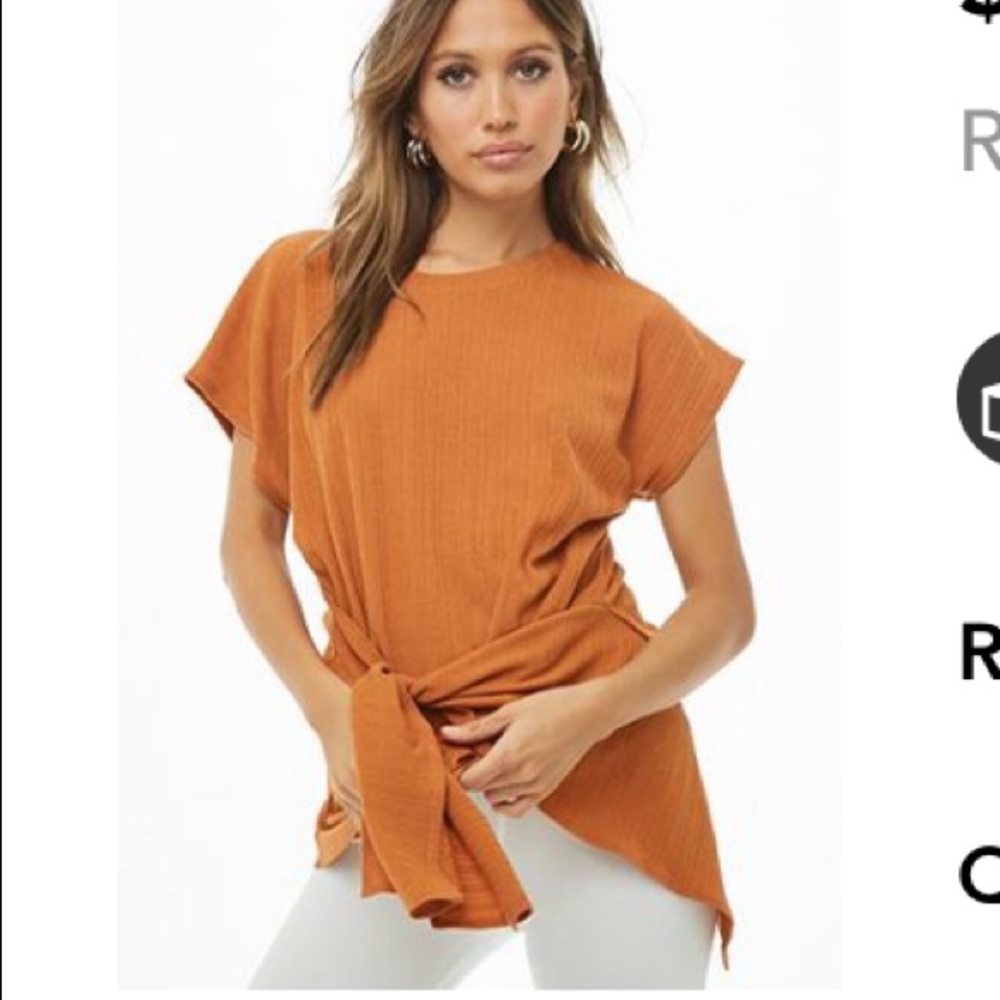 Ribbed Tie-Front Tunic